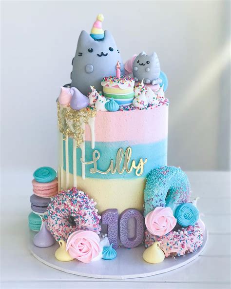 Image Gallery Pusheen Cake 💕happy 10th Birthday Lilly 🎉custom Gold