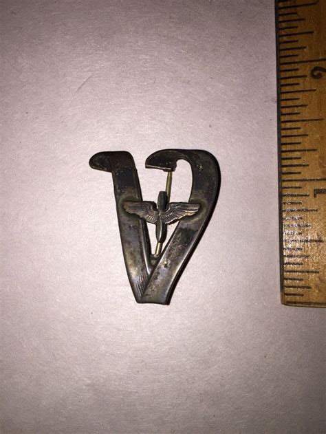 Vintage Wwii Aviation V For Victory Military Sweetheart Sterling Brooch