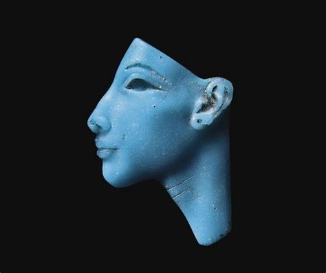 A Magnificent Egyptian New Kingdom Amarna Period Turquoise Glass Face Inlay Of The Pharaoh