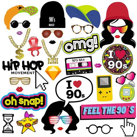 Buy 90s Photo Booth Props 90s Party Decorations By Tvorvik 37pcs Hip Hop Photo Booth Props For