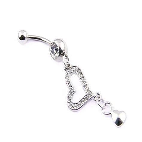 14g Heart Dangle Belly Button Navel Rings Bar Body Piercing Jewelry T Jw055belly Button