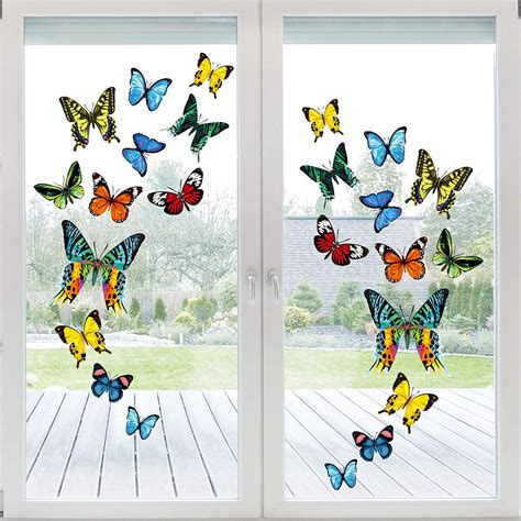 Whaline 24pcs Colorful Butterfly Window Clings Double Sided Anti