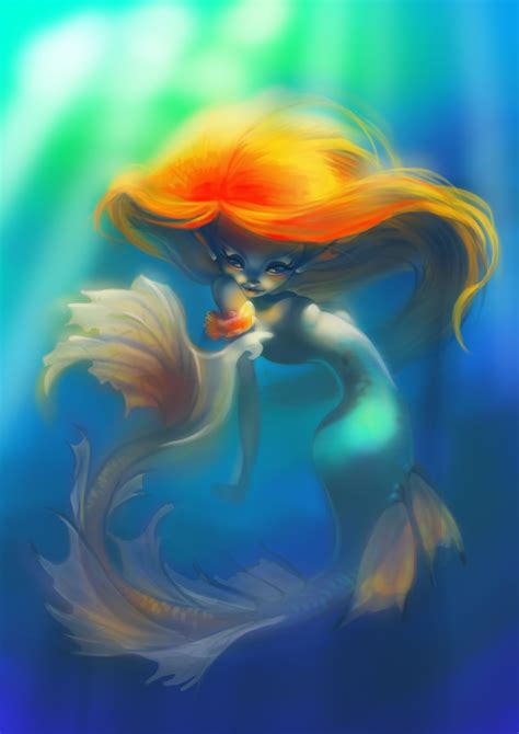 Ariel Meets Flounder Siren Art Fancy Art