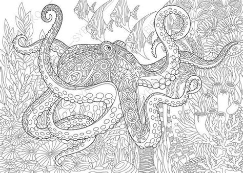 Explore 623989 free printable coloring pages for your kids and adults. Adult Coloring Page Octopus and Fish. Zentangle Doodle ...