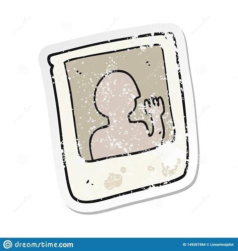 Retro Distressed Sticker Of A Cartoon Old Instant Photograph Stock