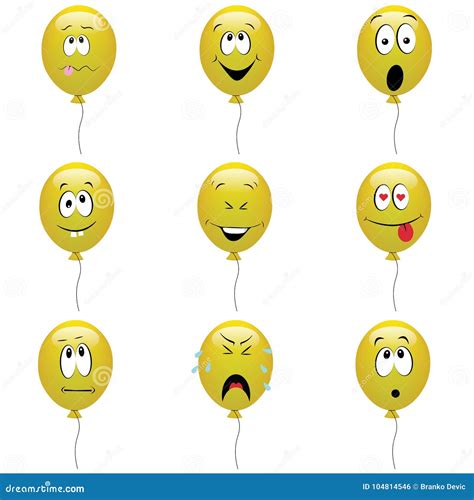 Funny Cartoon Balloons With Comic Faces Stock Vector Illustration Of