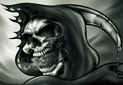 How To Draw A Grim Reaper Skull Tattoo Step By Step