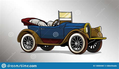 Cartoon Retro Vintage Luxury Convertible Car Stock Vector