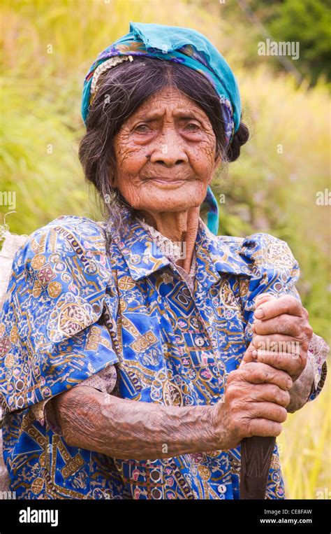 An Old Tribal Woman With Tattoos On Arms Bontoc Philippines The