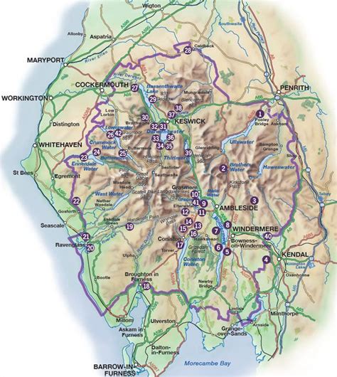 Lake District Hiking Map Ferry Map