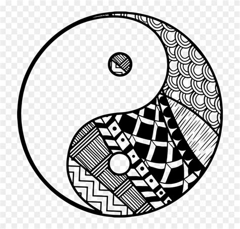 Decorative Symbol Yang Yin Easy Zentangle Yin Yang Hd Png