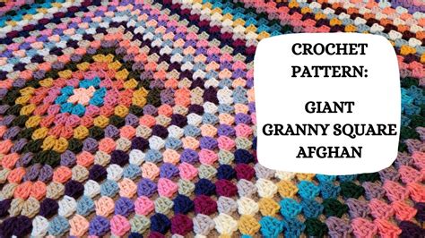 Crochet Pattern Giant Granny Square Afghan Tutorial Diy Beginner