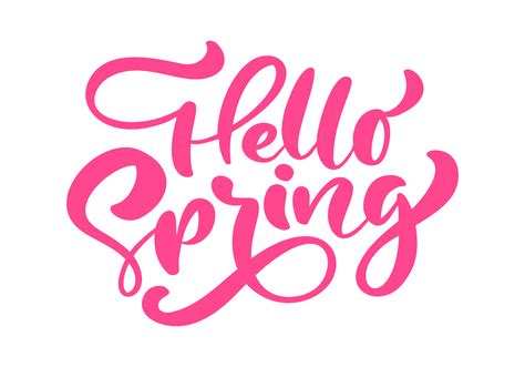 Red Calligraphy Lettering Phrase Hello Spring 342398 Vector Art At Vecteezy