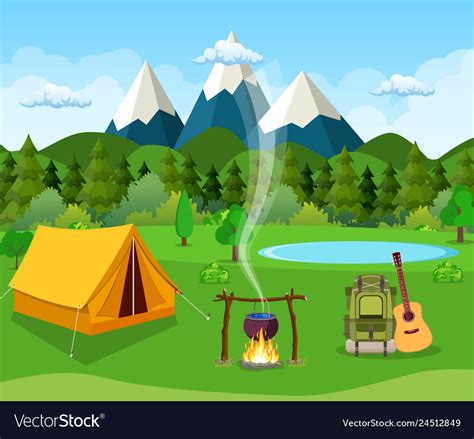 Download Flat camping Royalty Free Vector Image - VectorStock