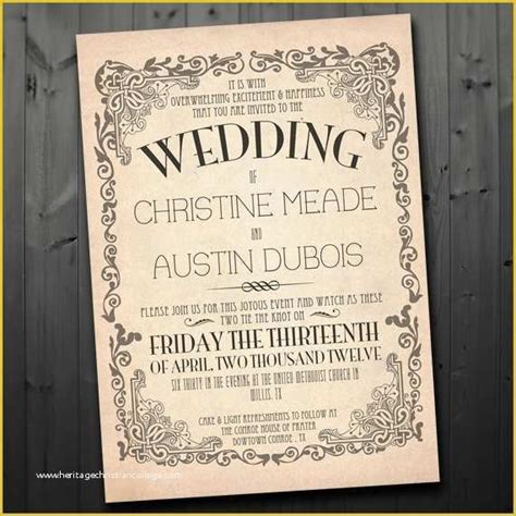 Free Vintage Wedding Invitation Templates Of Items Similar To Printable