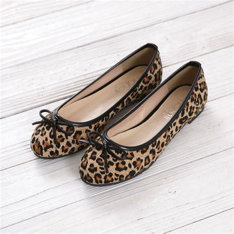 Bow Leopard Print Flat Bottomed Single Shoes Leopard Print Shoes Casual Shoes Women Women Shoes