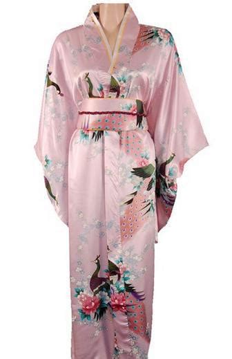 High Quality Pink Japanese Womens Silk Kimono Traditional Yukata With