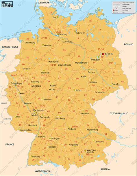 Digital Postcode Map Germany 2 Digit 81 The World Of