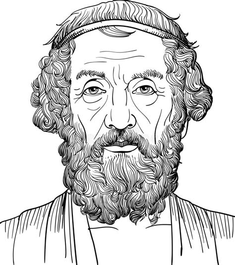 Het Vectorportret Van Homerus Met Lijnart Vector Illustratie