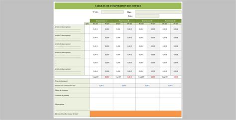 Modèle De Tableau Comparatif Des Offres Sur Excel Modèles Excel