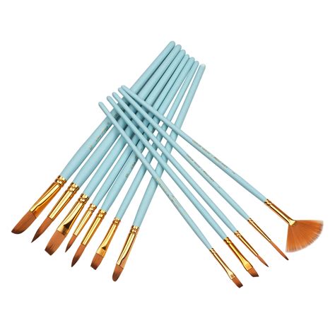 12pcs Fine Detail Paint Brush Set Double Color Taklon Hair Paintbrushes