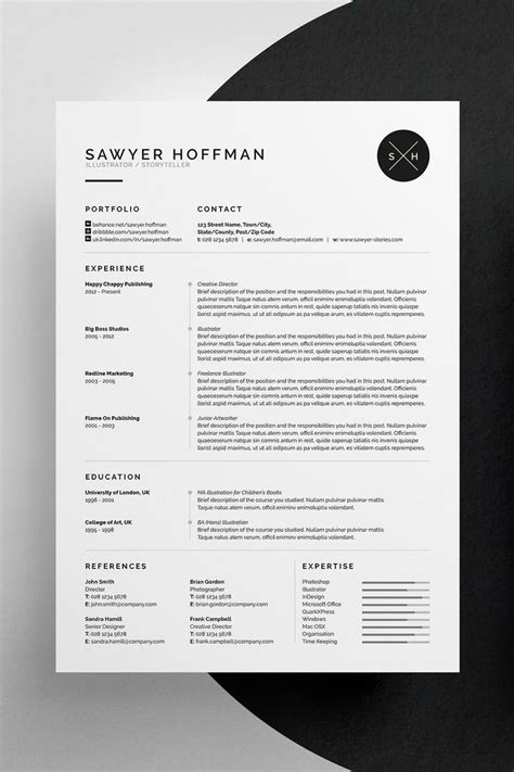 Interestingly, as designers, all these design liberties may make you want to start a personal website template, posting a resume on home, because you can find a perfect creative one page. Resume/CV - Sawyer | Resume design creative, Resume design ...