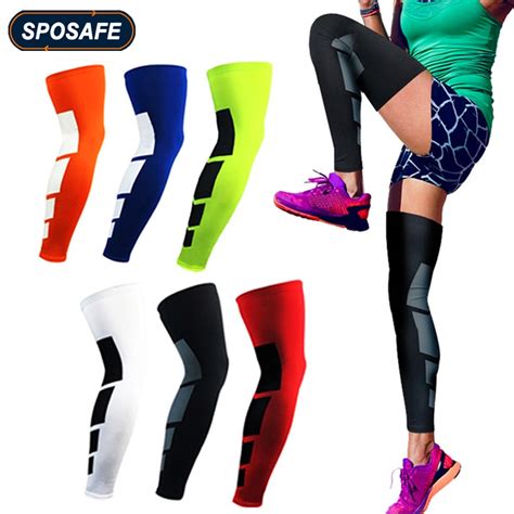 Sports Anti Slip Full Length Compression Leg Sleeves Calf Shin Splint Support Protector For