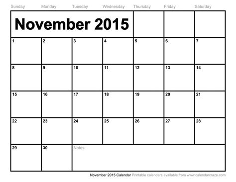 November 2015 Calendar Printable Fort Pierce Central