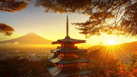 Chureito Temple Pagoda With Mount Fuji In Autumn Japan Windows