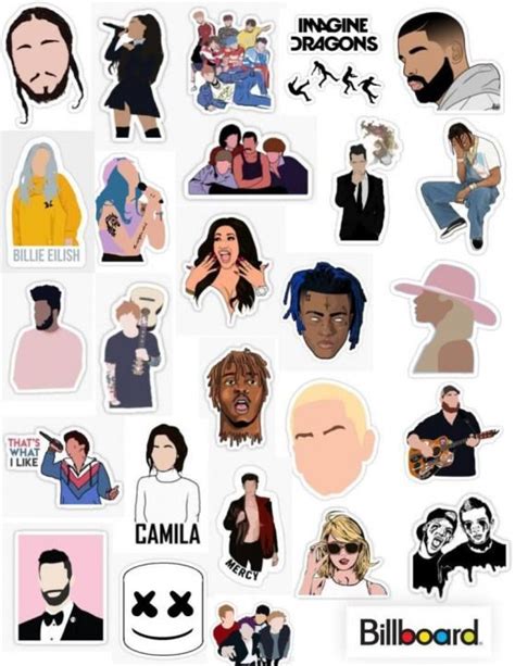 Top Musical Artists Stickers According To Billboard Singers Musicians