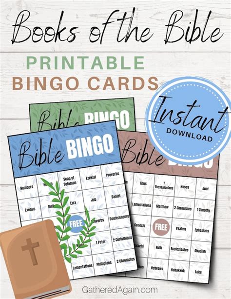 Books Of The Bible Christian Bingo Game Printable Instant Etsy