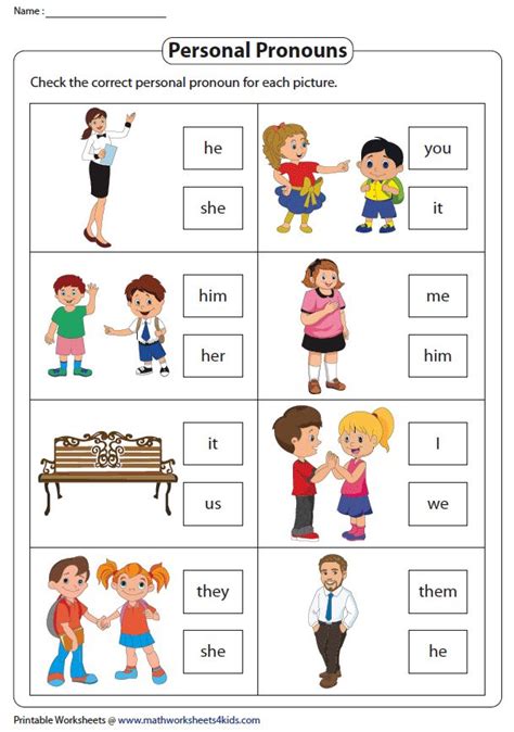 Identifying Pronouns Worksheets