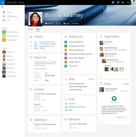 Office 365 Delve Introduces Linkedin Type User Profiles Microsoft