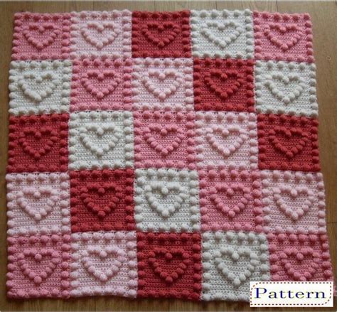 Heart Motifs Baby Blanket Crochet Pattern By Peachunicorn