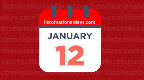 January 12th National Holidaysobservances And Famous Birthdays