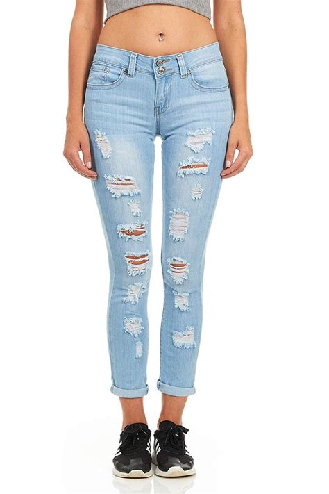Cute Teen Girl Denim Ripped Jeans For Teen Girls Juniors Distressed Slim Fit Skinny Jeans Size