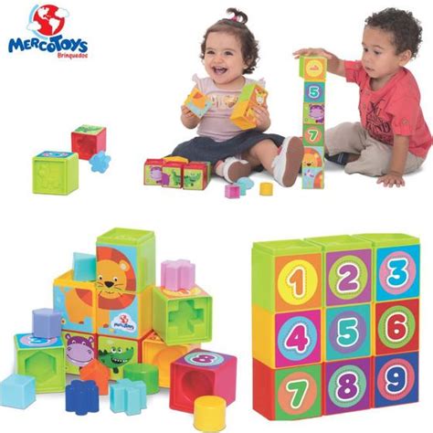 Brinquedo Educativo Para Bebe Cubinhos 5 Em 1 Didatico De Montar