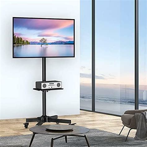 Perlegear Mobile Tv Cart For 23 55 Inch Tvs Rolling Tv Stand For Lcd