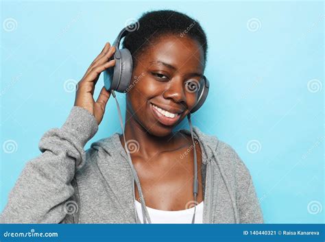 Beautiful African Woman Listening To Music Stock Image Image Of