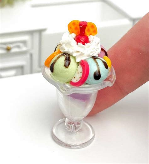 Dollhouse Miniature Ice Cream Sundae Food Drink Miniatures
