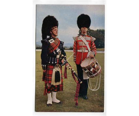 British Military Piper And Drummer Scots Guards Postcard