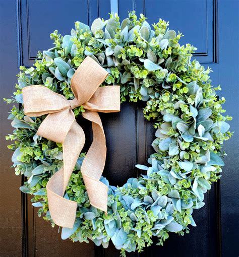 Year Round Lambs Ear And Eucalyptus Front Door Wreath Etsy In 2022