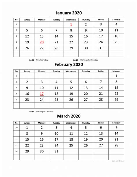 Free Download Printable Calendar 2020 3 Months Per Page 4 Pages