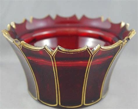 Bohemian Ruby Glass Bowl With Gilt Highlights European Glass