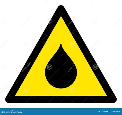 Raster Oil Drop Warning Triangle Sign Icon Stock Illustration