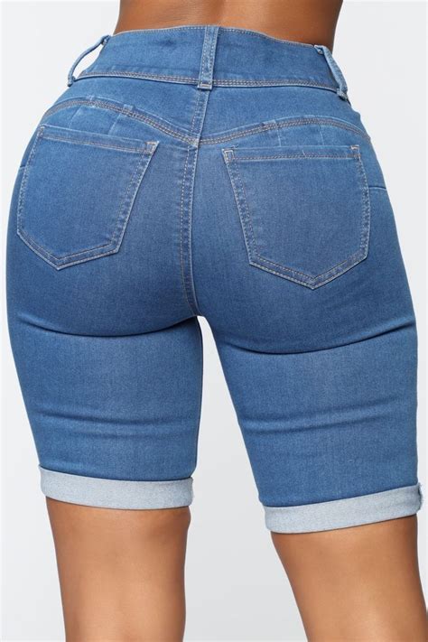 Lift Me Up Bermuda Shorts Medium Blue Wash Fashion Nova Jeans For