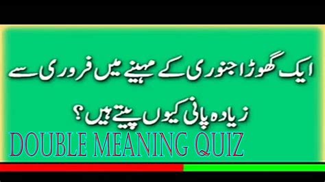Double Meaning Quiz Double Meaning Riddles For Sitara Baig Lovers Youtube
