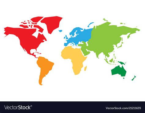 Continents Vector Map Illustration World Map Divided Into Six My Xxx Hot Girl