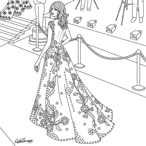 Make your world more colorful with printable coloring pages from crayola. lady red carpet to color with Color Therapy: http://www ...