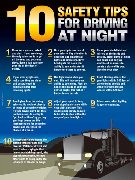 10 Safety Tips For Driving At Night Safety Poster Shop